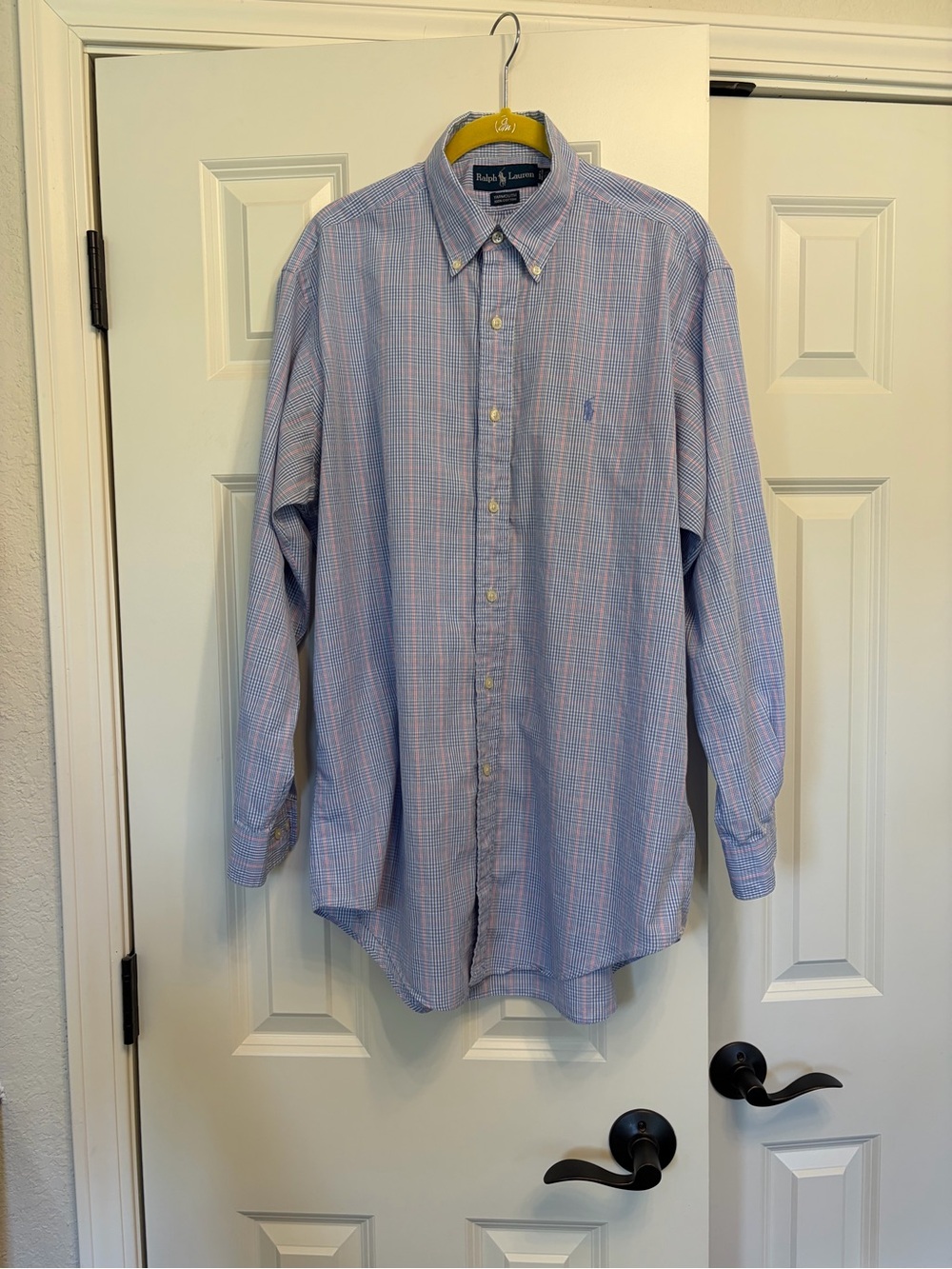 Ralph Lauren Yarmouth Men’s 15.5 32/33 Blue Pink Plaid Cotton Button Down